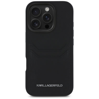 Husa pentru Apple iPhone 16 Pro Max, Karl Lagerfeld, Grained Cardslots, Neagra