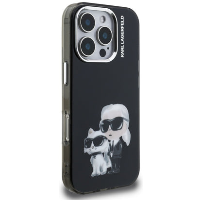 Husa pentru Apple iPhone 16 Pro Max, Karl Lagerfeld, IML Aquarelle Logo Karl & Choupette, Neagra