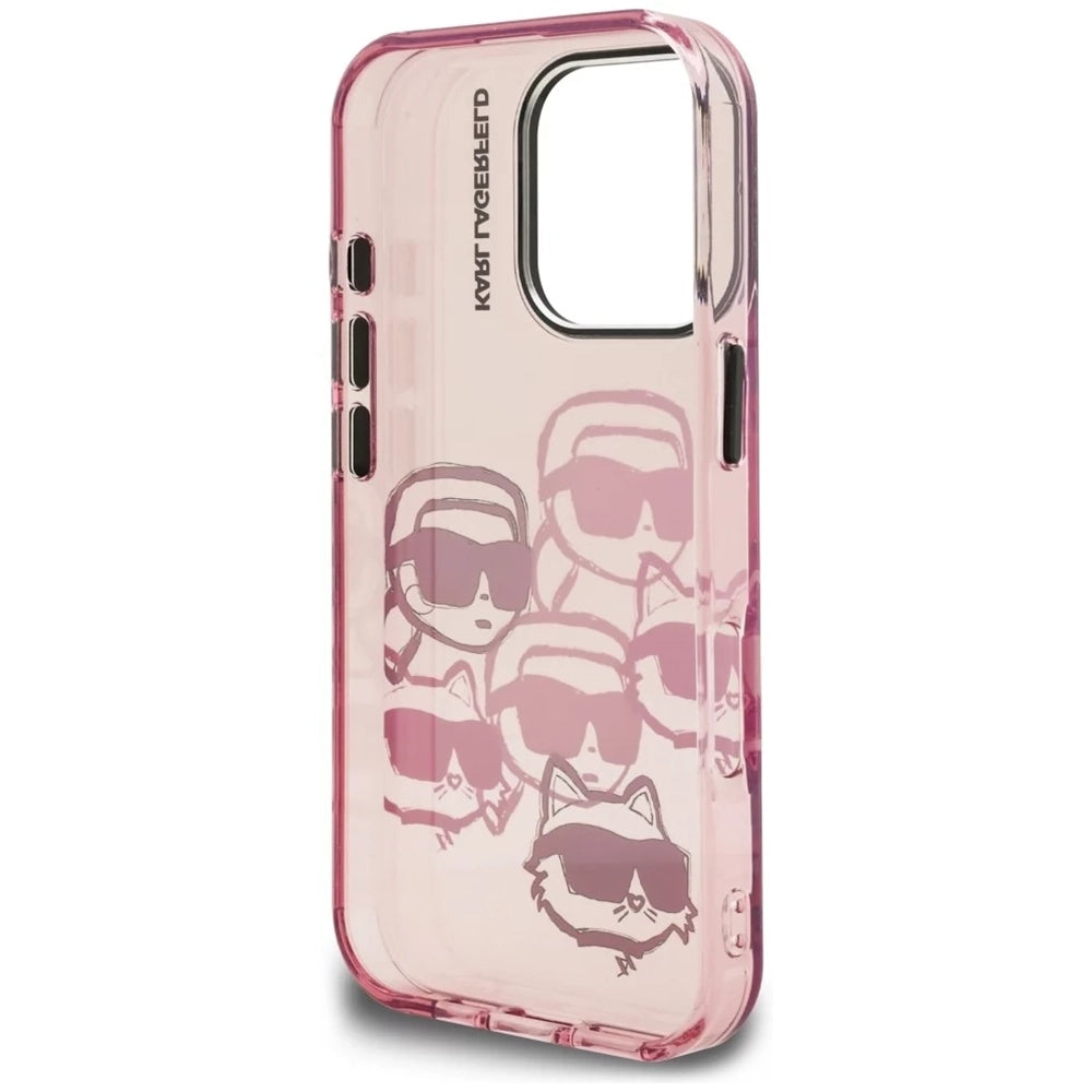 Husa pentru Apple iPhone 16 Pro Max, Karl Lagerfeld, IML Luxury Multi Head Pattern, Roz