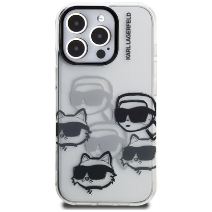 Husa pentru Apple iPhone 16 Pro Max, Karl Lagerfeld, IML Luxury Multi Head Pattern, Transparenta