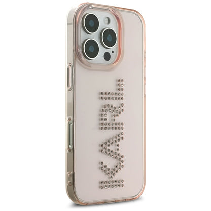 Husa pentru Apple iPhone 16 Pro Max, Karl Lagerfeld, IML Rhinestones Pink Logo, Roz