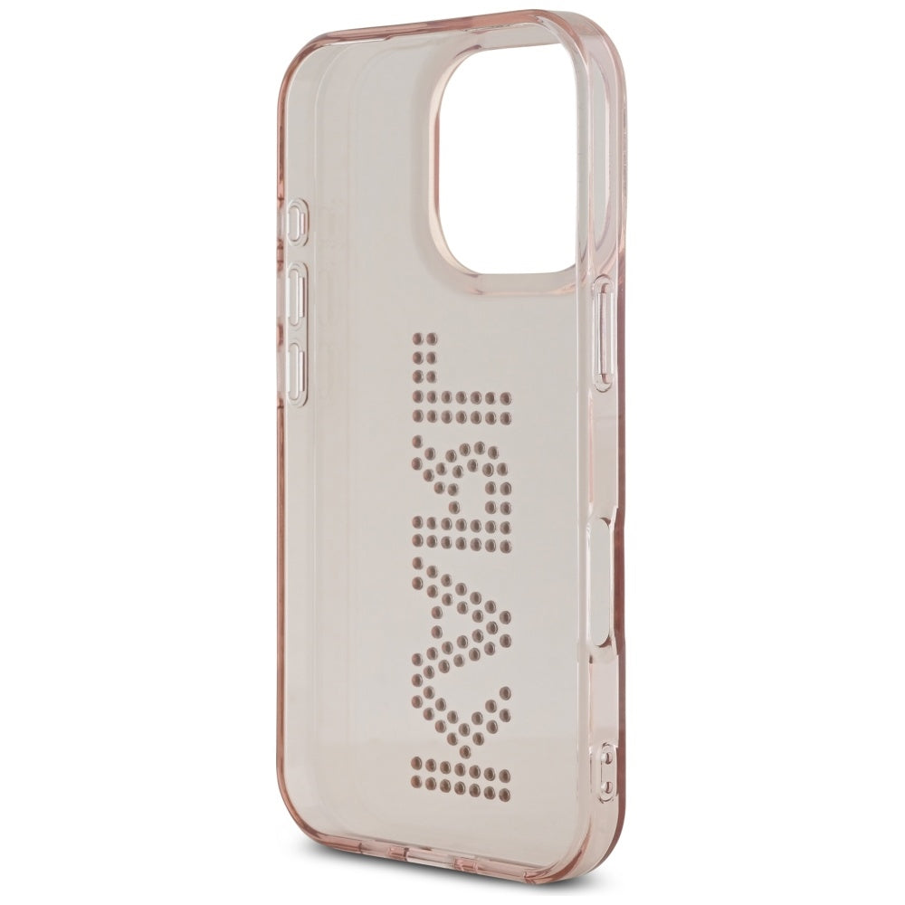 Husa pentru Apple iPhone 16 Pro Max, Karl Lagerfeld, IML Rhinestones Pink Logo, Roz