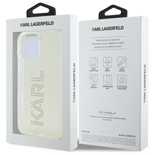 Husa pentru Apple iPhone 16 Pro Max, Karl Lagerfeld, IML Rhinestones Transparent Logo, Transparenta
