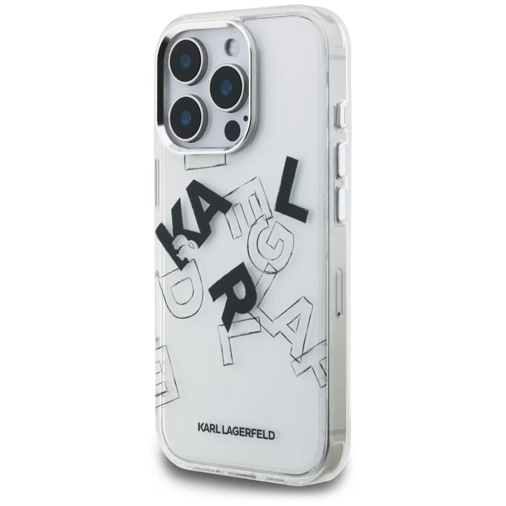 Husa pentru Apple iPhone 16 Pro Max, Karl Lagerfeld, IML Sketched Graphic Logo, Transparenta