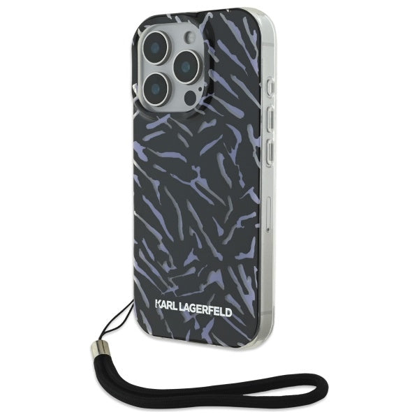Husa pentru Apple iPhone 16 Pro Max, Karl Lagerfeld, Zebra with Cord Strap, Mov