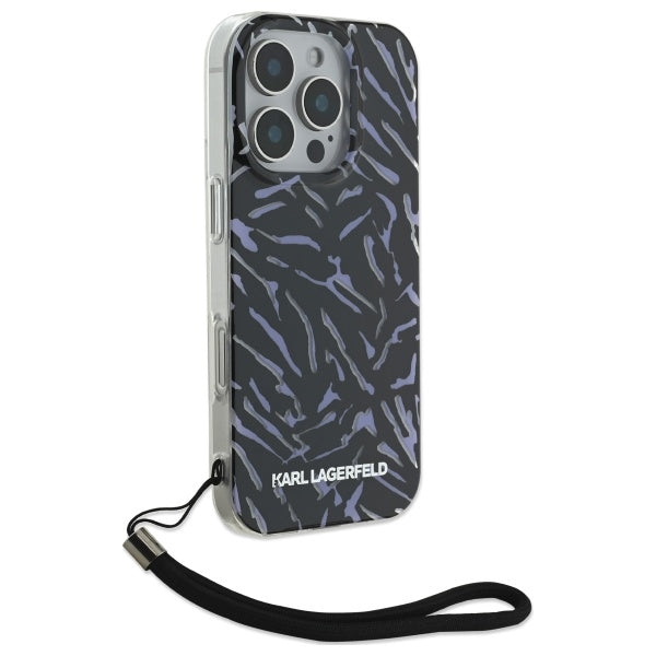 Husa pentru Apple iPhone 16 Pro Max, Karl Lagerfeld, Zebra with Cord Strap, Mov