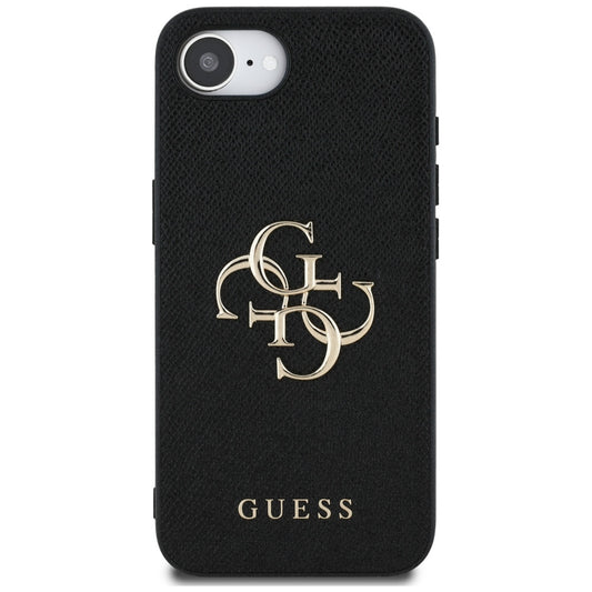 Husa pentru Apple iPhone 16e, Guess, 4G Grained Big and Classic Logo, Neagra