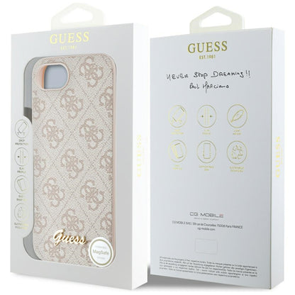 Husa pentru Apple iPhone 16e, Guess, 4G Script Logo, Roz