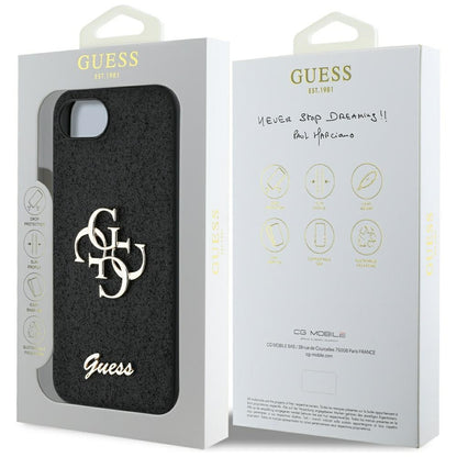 Husa pentru Apple iPhone 16e, Guess, Fixed Glitter Big 4G, Neagra