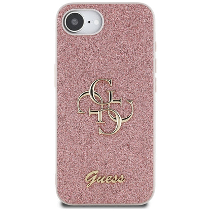 Husa pentru Apple iPhone 16e, Guess, Fixed Glitter Big 4G, Roz
