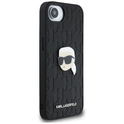 Husa pentru Apple iPhone 16e, Karl Lagerfeld, Monogram Karl's Head, Neagra