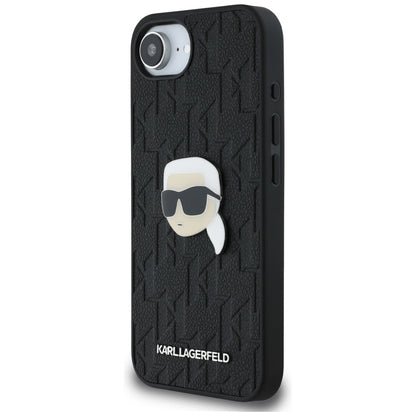 Husa pentru Apple iPhone 16e, Karl Lagerfeld, Monogram Karl's Head, Neagra