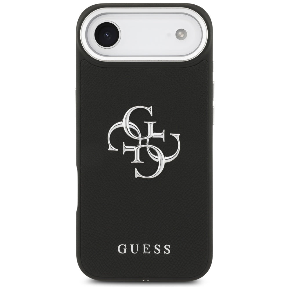 Husa pentru Apple iPhone 17 Air, Guess, 4G Grained Big and Classic Logo, Neagra Argintie