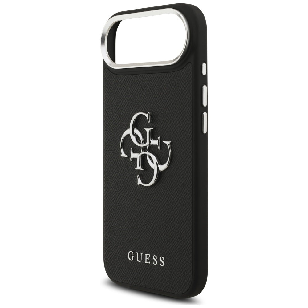 Husa pentru Apple iPhone 17 Air, Guess, 4G Grained Big and Classic Logo, Neagra Argintie
