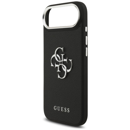 Husa pentru Apple iPhone 17 Air, Guess, 4G Grained Big and Classic Logo, Neagra Argintie