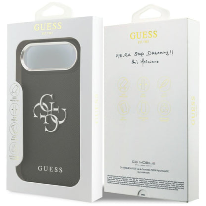Husa pentru Apple iPhone 17 Air, Guess, 4G Grained Big and Classic Logo, Neagra Argintie