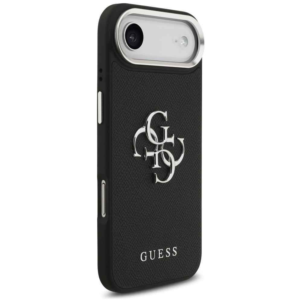 Husa pentru Apple iPhone 17 Air, Guess, 4G Grained Big and Classic Logo, Neagra Argintie