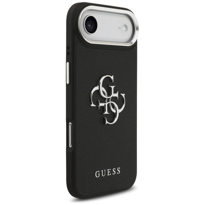 Husa pentru Apple iPhone 17 Air, Guess, 4G Grained Big and Classic Logo, Neagra Argintie