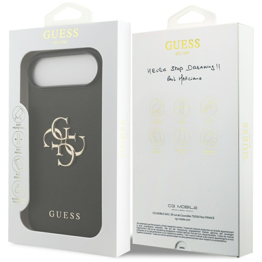 Husa pentru Apple iPhone 17 Air, Guess, 4G Grained Big and Classic Logo, Neagra