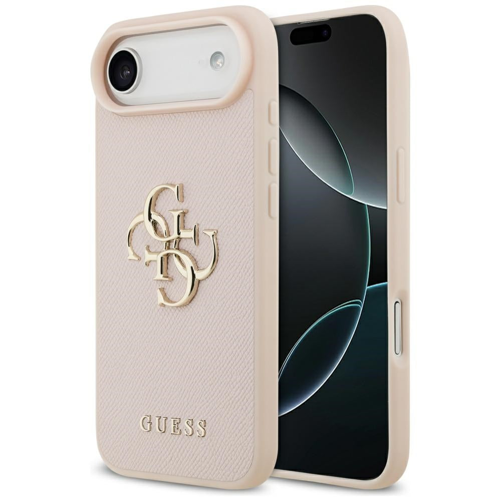 Husa pentru Apple iPhone 17 Air, Guess, 4G Grained Big and Classic Logo, Roz