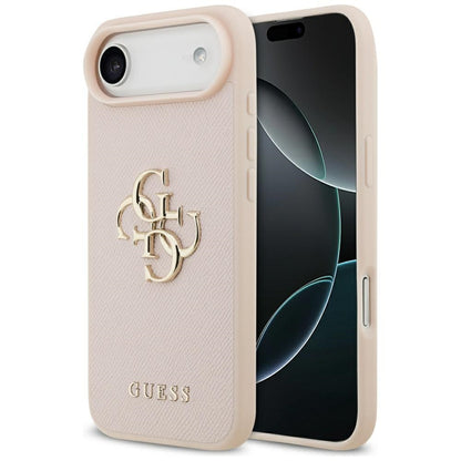 Husa pentru Apple iPhone 17 Air, Guess, 4G Grained Big and Classic Logo, Roz