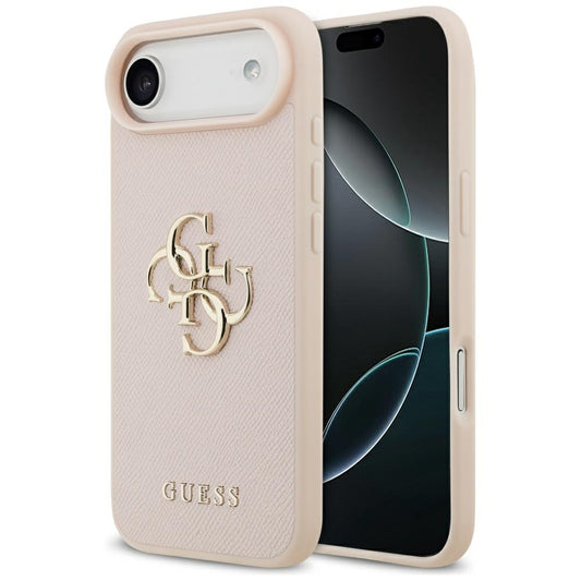 Husa pentru Apple iPhone 17 Air, Guess, 4G Grained Big and Classic Logo, Roz
