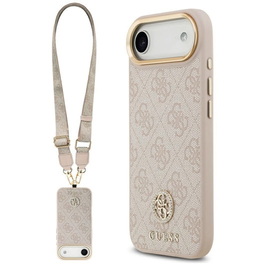 Husa pentru Apple iPhone 17 Air, Guess, 4G Strass Logo and Big Strap, Roz