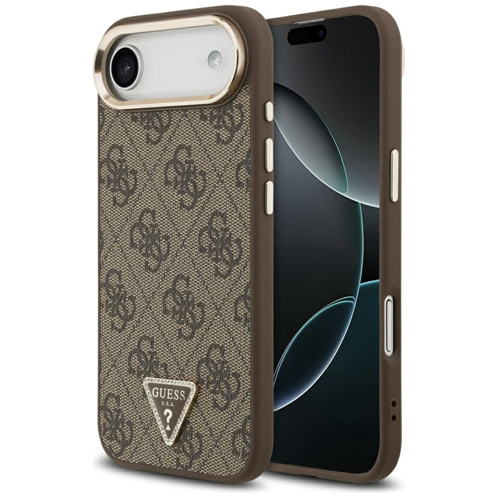 Husa pentru Apple iPhone 17 Air, Guess, 4G Triangle Logo, Maro Aurie