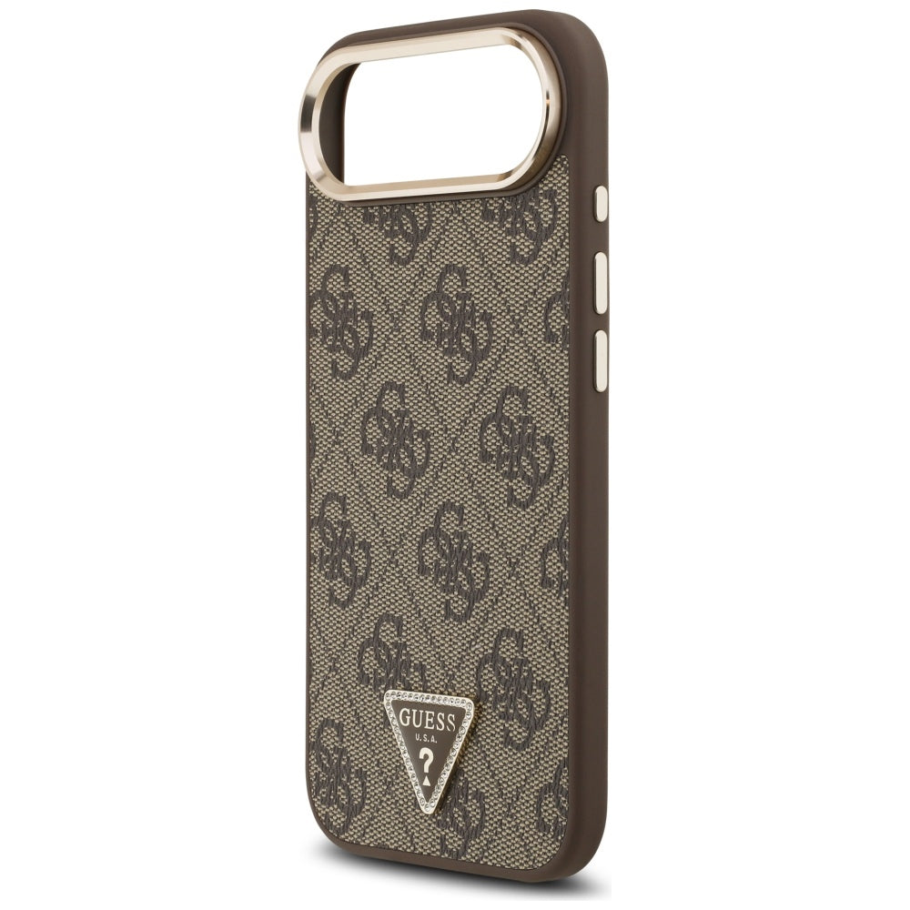 Husa pentru Apple iPhone 17 Air, Guess, 4G Triangle Logo, Maro Aurie