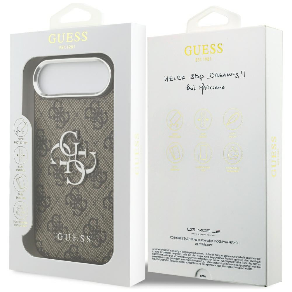 Husa pentru Apple iPhone 17 Air, Guess, Big 4G Logo Classic, Maro Argintie