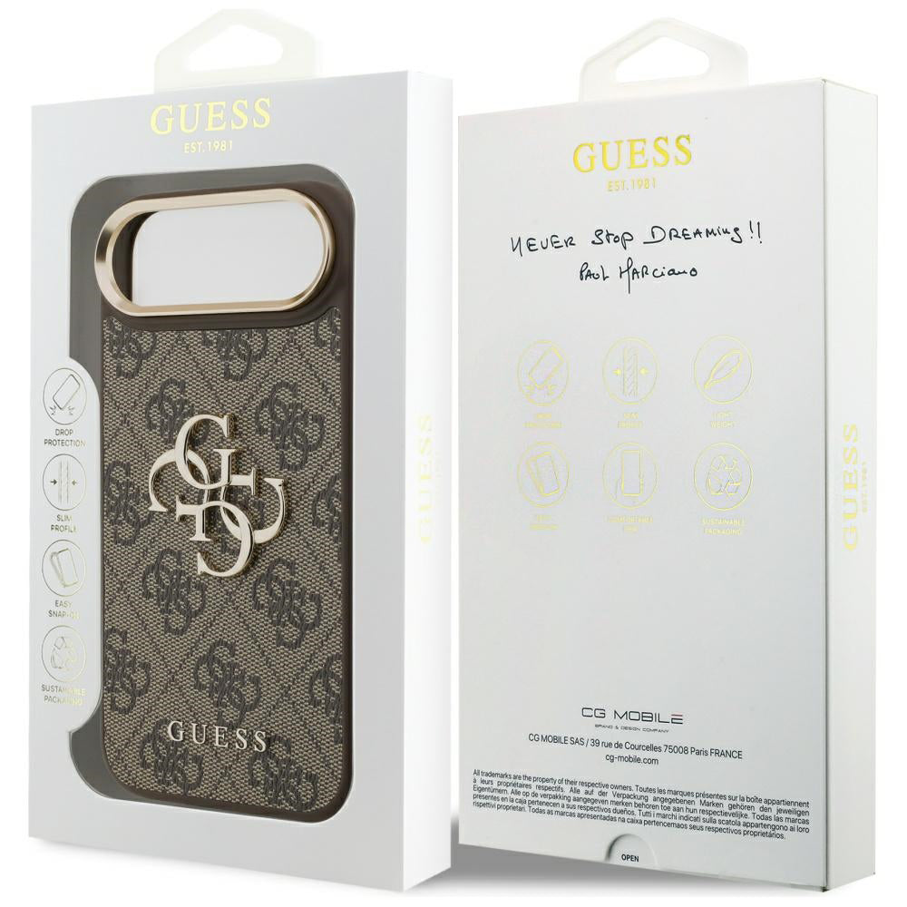 Husa pentru Apple iPhone 17 Air, Guess, Big 4G Logo Classic, Maro Aurie
