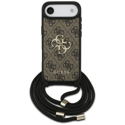 Husa pentru Apple iPhone 17 Air, Guess, Crossbody Cord 4G Big Log, Maro