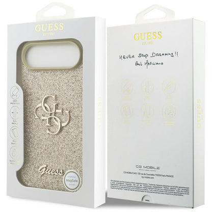 Husa pentru Apple iPhone 17 Air, Guess, Fixed Glitter Big 4G, Aurie