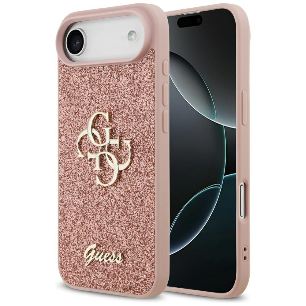 Husa pentru Apple iPhone 17 Air, Guess, Fixed Glitter Big 4G, Roz