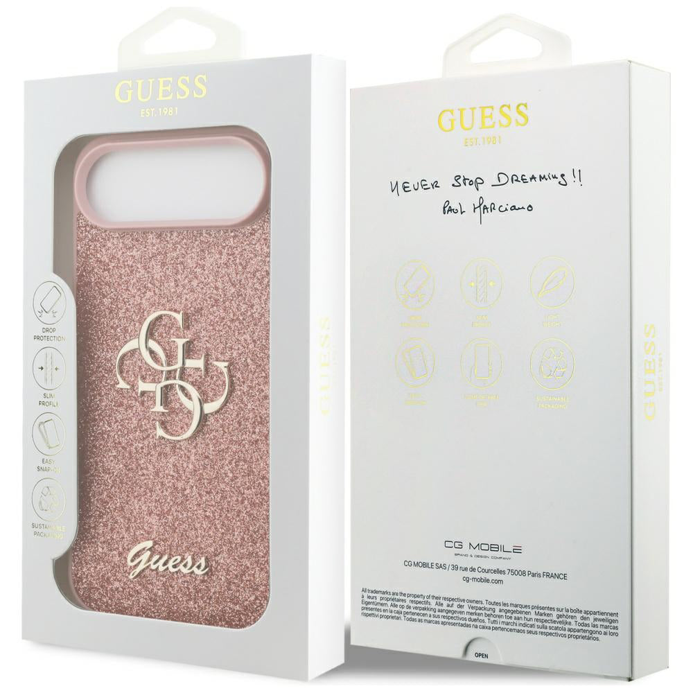 Husa pentru Apple iPhone 17 Air, Guess, Fixed Glitter Big 4G, Roz