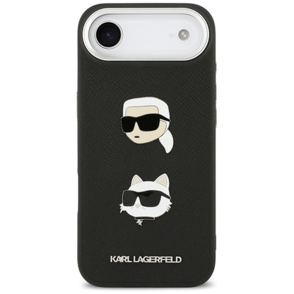 Husa pentru Apple iPhone 17 Air, Karl Lagerfeld, Grained Karl & Choupette's Heads Pins and Logo, Neagra