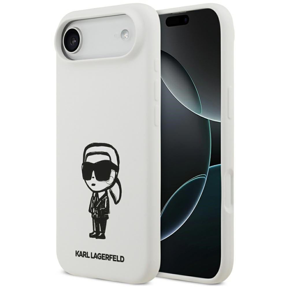 Husa pentru Apple iPhone 17 Air, Karl Lagerfeld, Sketch and Logo Karl, Alba