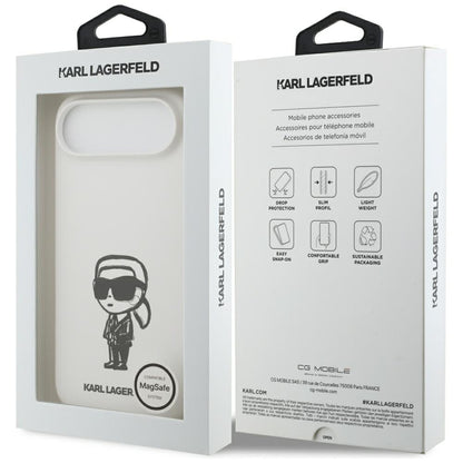 Husa pentru Apple iPhone 17 Air, Karl Lagerfeld, Sketch and Logo Karl, Alba