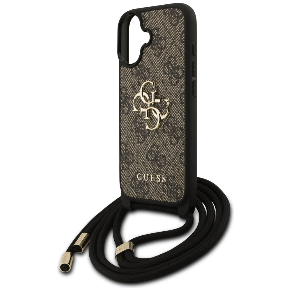 Husa pentru Apple iPhone 17, Guess, 4G CBDY Big Logo with Cord Strap, Maro