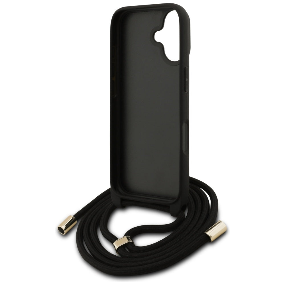 Husa pentru Apple iPhone 17, Guess, 4G CBDY Big Logo with Cord Strap, Maro