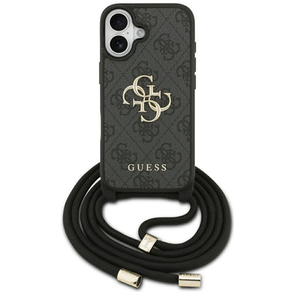 Husa pentru Apple iPhone 17, Guess, 4G CBDY Big Logo with Cord Strap, Neagra