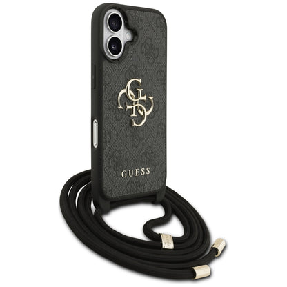 Husa pentru Apple iPhone 17, Guess, 4G CBDY Big Logo with Cord Strap, Neagra