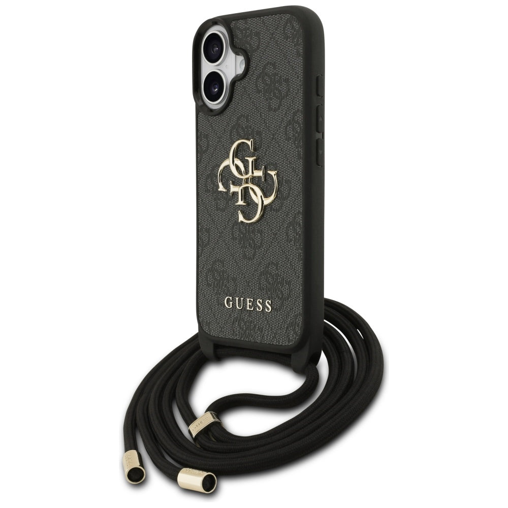 Husa pentru Apple iPhone 17, Guess, 4G CBDY Big Logo with Cord Strap, Neagra
