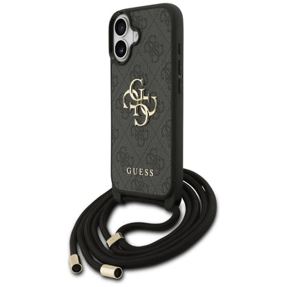 Husa pentru Apple iPhone 17, Guess, 4G CBDY Big Logo with Cord Strap, Neagra