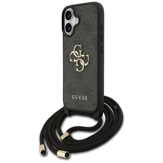 Husa pentru Apple iPhone 17, Guess, 4G CBDY Big Logo with Cord Strap, Neagra