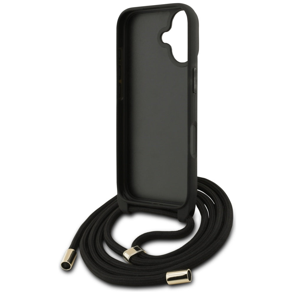 Husa pentru Apple iPhone 17, Guess, 4G CBDY Big Logo with Cord Strap, Neagra
