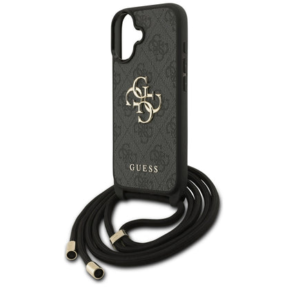 Husa pentru Apple iPhone 17, Guess, 4G CBDY Big Logo with Cord Strap, Neagra