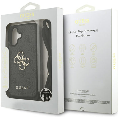 Husa pentru Apple iPhone 17, Guess, 4G CBDY Big Logo with Cord Strap, Neagra