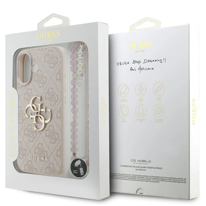 Husa pentru Apple iPhone 17, Guess, 4G Classic Logo with Strap, Roz