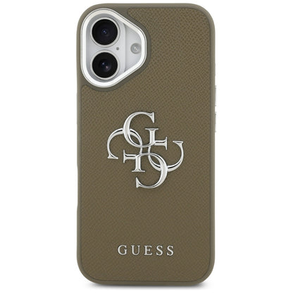 Husa pentru Apple iPhone 17, Guess, 4G Grained Big And Classic Logo, Maro Argintie